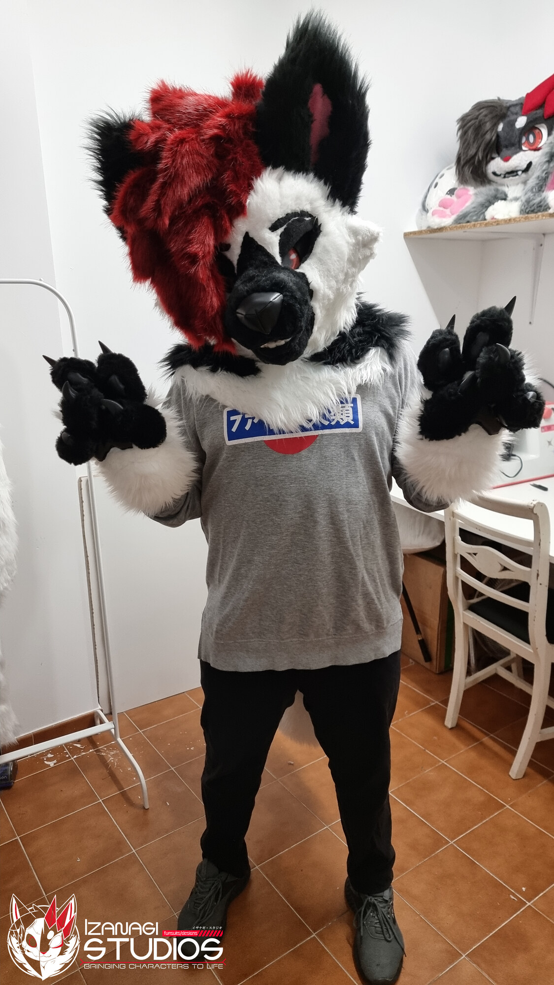 Arrel the hyena partial fursuit front